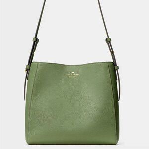 New Kate Spade Juliette Medium Bucket Pebble Leather Cedar Stand